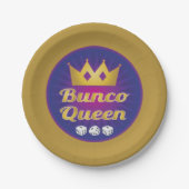 Bunco Queen Crown en Dice Papieren Bordje (Voorkant)