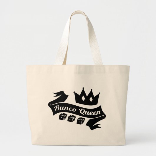 Bunco Queen Crown en Dice Ribbon Grote Tote Bag (Voorkant)