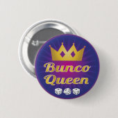 Bunco Queen Crown en Dice Ronde Button 5,7 Cm (Voorkant /achterkant)