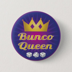 Bunco Queen Crown en Dice Ronde Button 5,7 Cm