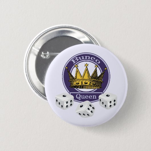 Bunco Queen Crown en Dice Ronde Button 5,7 Cm (Voorkant /achterkant)