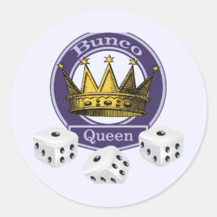 Bunco Queen Crown en Dice Ronde Sticker