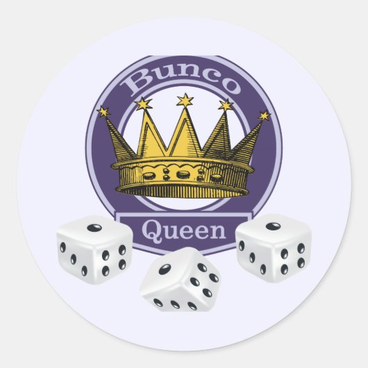 Bunco Queen Crown en Dice Ronde Sticker (Voorkant)