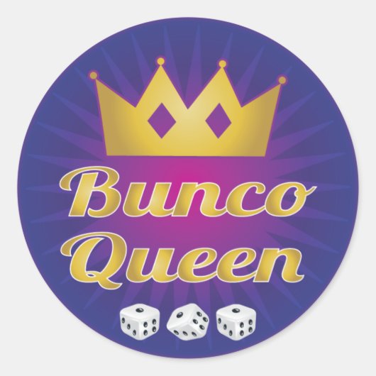 Bunco Queen Crown en Dice Ronde Sticker (Voorkant)