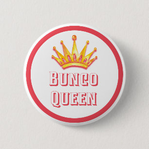 Bunco Queen Gold Crown Waterverf Ronde Button 5,7 Cm