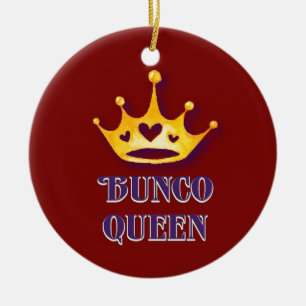Bunco Queen Kerstvakantie Hart Kroon Rood Keramisch Ornament