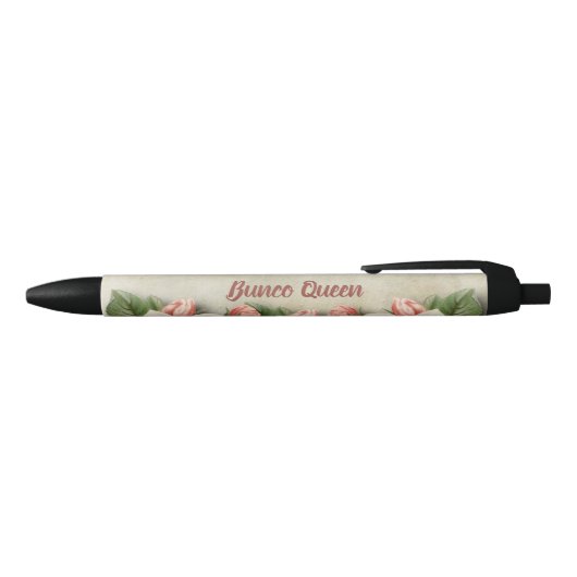 Bunco Queen Monogram Bunco Player bloemen Zwarte Inkt Pen (Bovenkant)