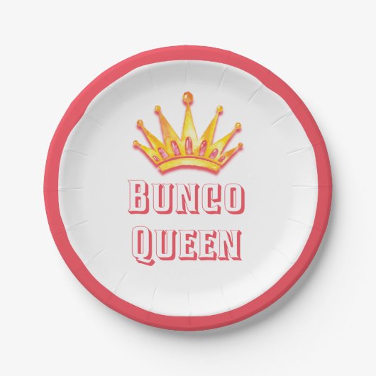 Bunco Queen Party Crown Papieren Bordje (Voorkant)