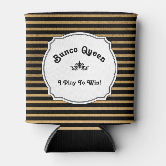 Bunco Queen speelt voor Black Gold Stripe Modern Blikjeskoeler (Voorkant)