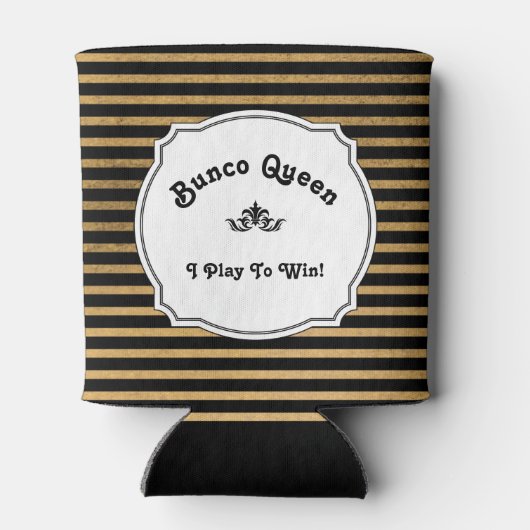 Bunco Queen speelt voor Black Gold Stripe Modern Blikjeskoeler (Achterkant)