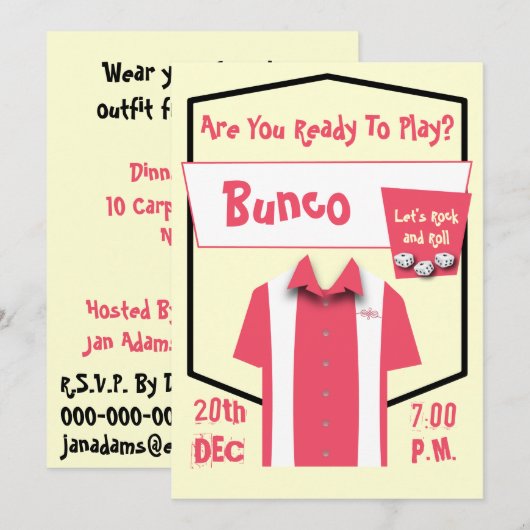 Bunco Retro Pink Hipster Bowling Rockabilly Kaart (Voorkant / Achterkant)