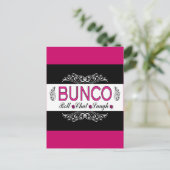 Bunco, Roll, Chat, Laugh in Pink, Black en White Briefkaart (Staand voorkant)
