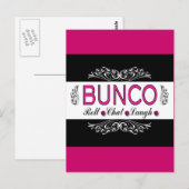 Bunco, Roll, Chat, Laugh in Pink, Black en White Briefkaart (Voorkant / Achterkant)