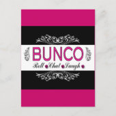 Bunco, Roll, Chat, Laugh in Pink, Black en White Briefkaart (Voorkant)