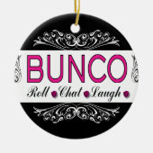 Bunco, Roll, Chat, Laugh in Pink, Black en White Keramisch Ornament (Voorkant)