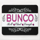 Bunco, Roll, Chat, Laugh in Pink, Black en White Muismat (Voorkant)