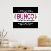 Bunco, Roll, Chat, Laugh in Pink, Black en White Poster (Keuken)