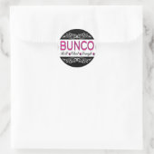 Bunco, Roll, Chat, Laugh in Pink, Black en White Ronde Sticker (Tas)