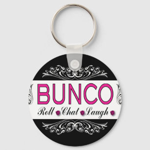 Bunco, Roll, Chat, Laugh in Pink, Black en White Sleutelhanger