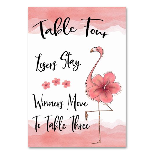 Bunco Roze Flamingo Tafel Kaart #4 (Achterkant)