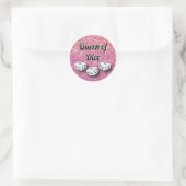 Bunco roze Glamoureuze Glitter Dice Ronde Sticker (Tas)
