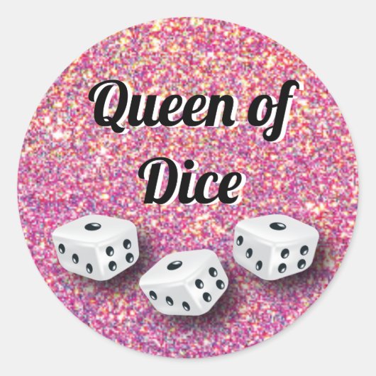 Bunco roze Glamoureuze Glitter Dice Ronde Sticker (Voorkant)