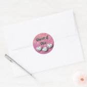 Bunco roze Glamoureuze Glitter Dice Ronde Sticker (Envelop)
