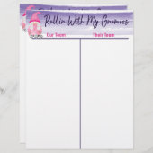 Bunco Schattige Gnome Dice Tally Score Sheet (Voorkant / Achterkant)