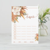 Bunco Score Card Fall Floral Pampas Grass Menu (Staand voorkant)