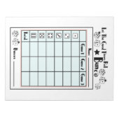 Bunco Score Kaart Notitieblok (Voorkant)