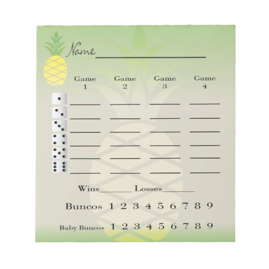 bunco score of score - tropische ananas notitieblok (Voorkant)