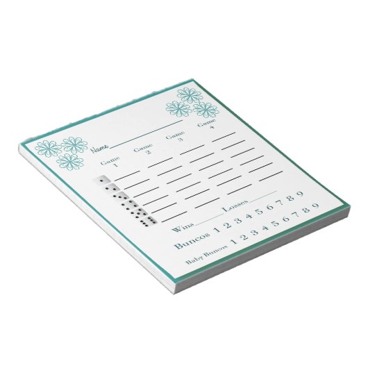 bunco score pad - bloemen notitieblok (Schuin)