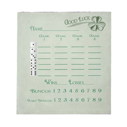 Bunco Score Pad March Saint Patricks Theme Notitieblok (Voorkant)