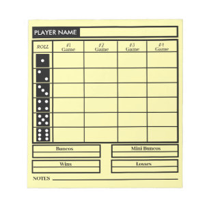 Bunco Score Pad Notitieblok