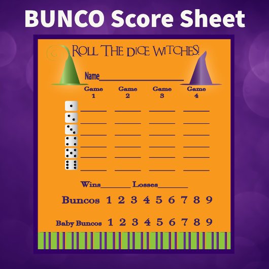 Bunco Score Pad October Theme Witch Halloween Notitieblok