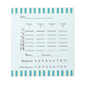 bunco score pad - retro-geel blauw en geel notitieblok (Voorkant)