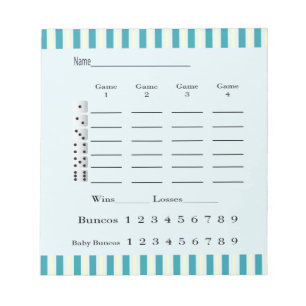 bunco score pad - retro-geel blauw en geel notitieblok