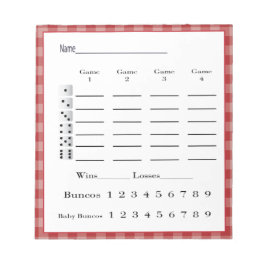 bunco score pad - rood gingham western land notitieblok