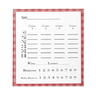 bunco score pad - rood gingham western land notitieblok