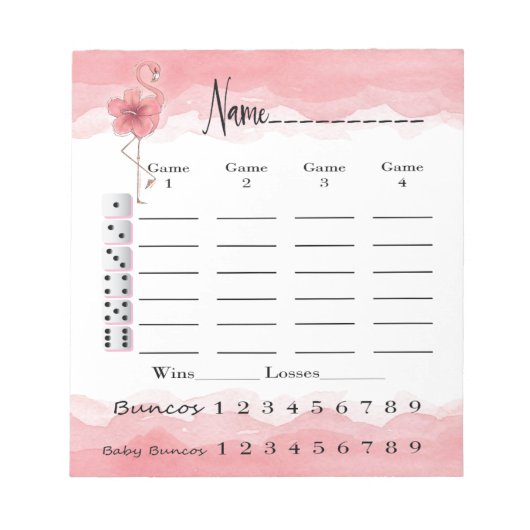 Bunco Score Pad - Roze Flamingo Tropical Fun Notitieblok (Voorkant)