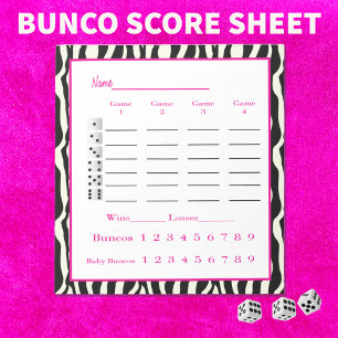 bunco score pad - zebra ontwerp notitieblok
