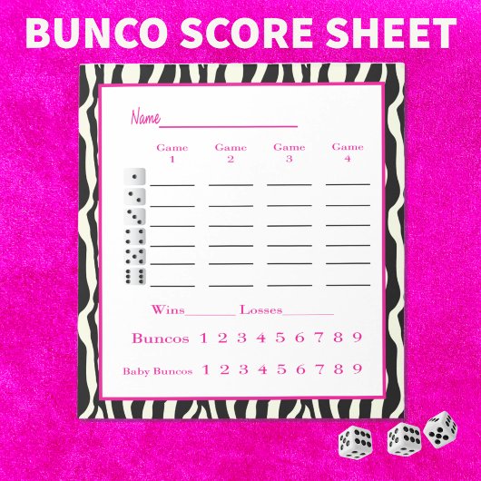 bunco score pad - zebra ontwerp notitieblok