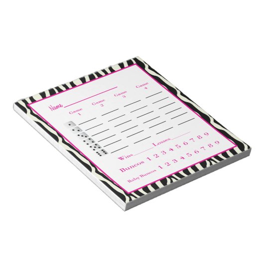 bunco score pad - zebra ontwerp notitieblok (Schuin)