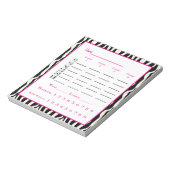 bunco score pad - zebra ontwerp notitieblok (Linkerzijde)