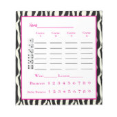 bunco score pad - zebra ontwerp notitieblok (Voorkant)
