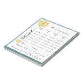 bunco score pad - zonnebloemen notitieblok (Linkerzijde)