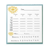 bunco score pad - zonnebloemen notitieblok (Voorkant)
