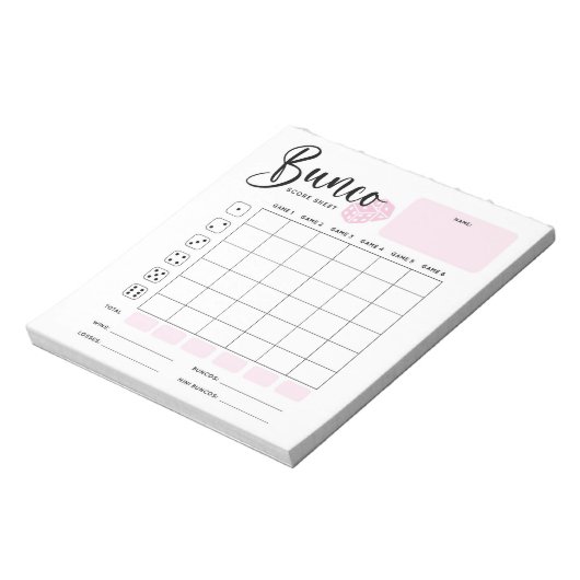 Bunco Score Sheet Pad Notitieblok (Linkerzijde)