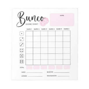 Bunco Score Sheet Pad Notitieblok