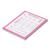 Bunco Score Sheet Pad Schattige Gnome Pink Notitieblok (Linkerzijde)